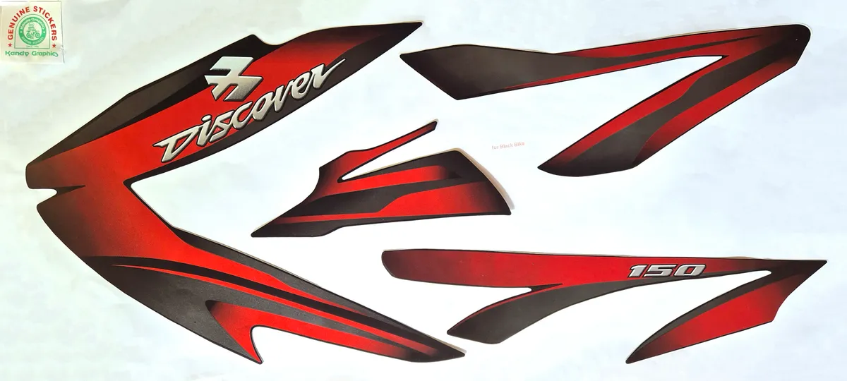 Bajaj Discover 150 New Black Bike - Red Sticker — DISCOVER sticker, Sri Lanka
