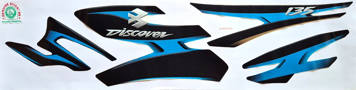 Bajaj Discover 135 Black Bike - Blue Sticker — DISCOVER sticker, Sri Lanka